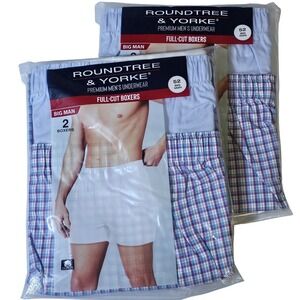 NWT Lot of 2 Big Man Boxers Sz 52 Roundtree & Yorke (4 Pairs) Full-Cut Underwear